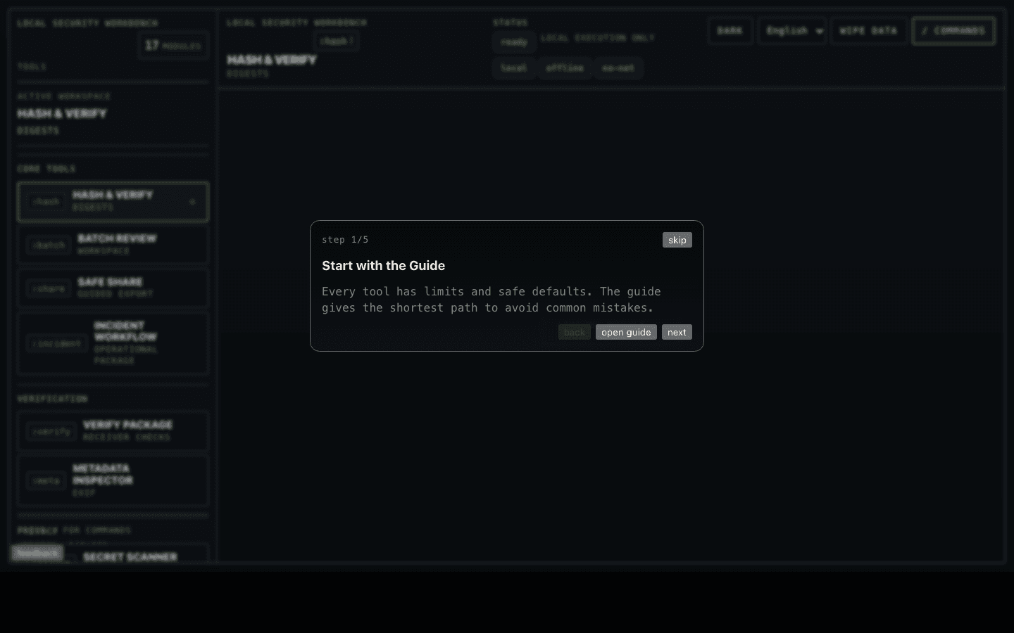 Current NullID interface preview