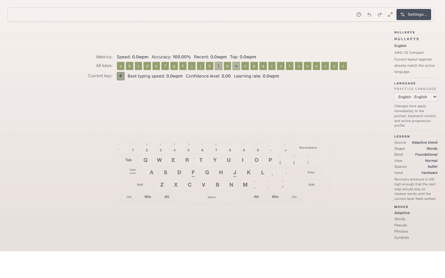 Current NullKeys interface preview